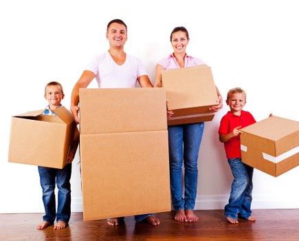 Packed moving boxes ready for a Sidcup removals van