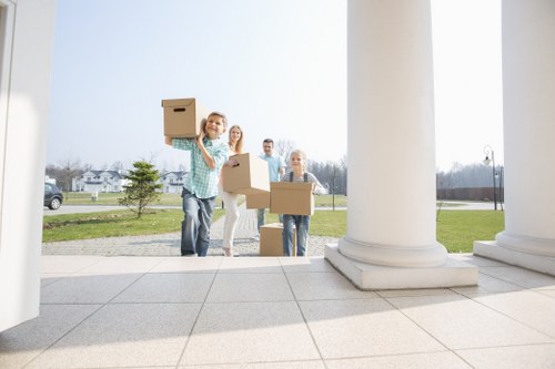 Packing boxes and preparing belongings for a move