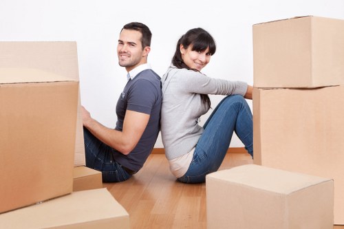 Packing supplies and labeled boxes for a Sidcup house move