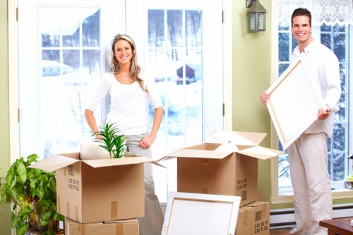 Packed boxes prepared for student removals in Sidcup