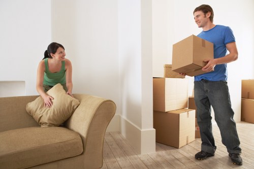 Professional movers packing boxes for a relocation in Sidcup